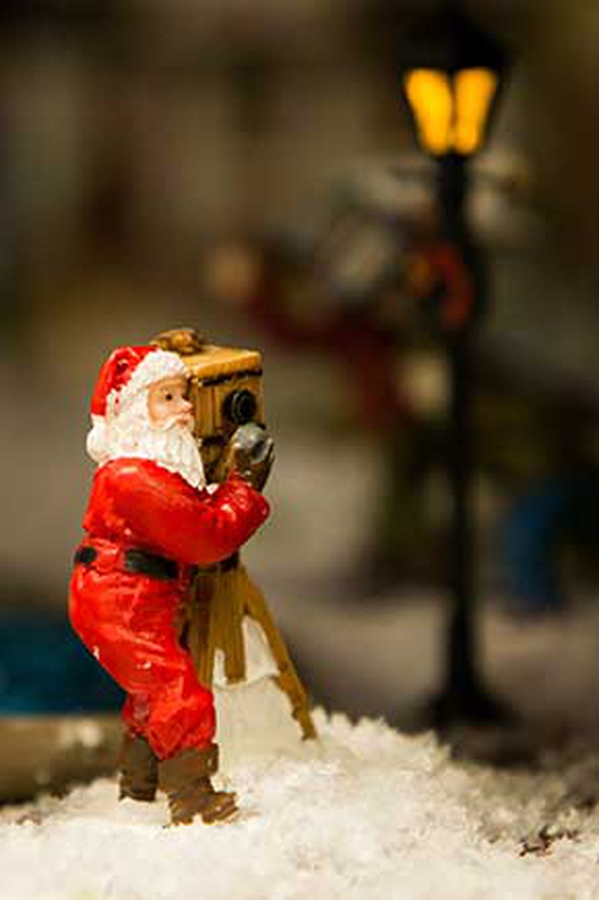 Maquette de Noël avec père Noël photographe