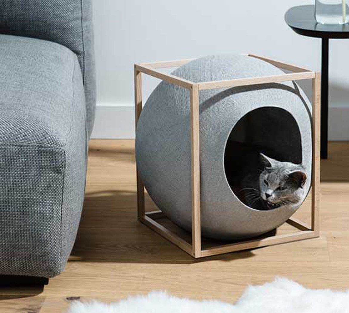 Lit pour chat en bois, lit pour chat en chêne, meubles pour chats