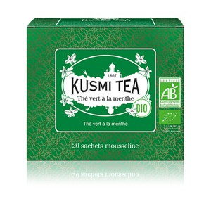 Kusmi Tea  Thé Vert à la Menthe Bio - Etui 20 sachets mousseline - 40gr  40gr