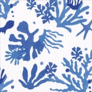 Caspari  Serviette Lunch Matisse coral Bleu dragée 33x33cm