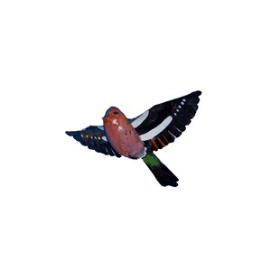 Oiseau gros merle H15cm avec pique en fer rouillé