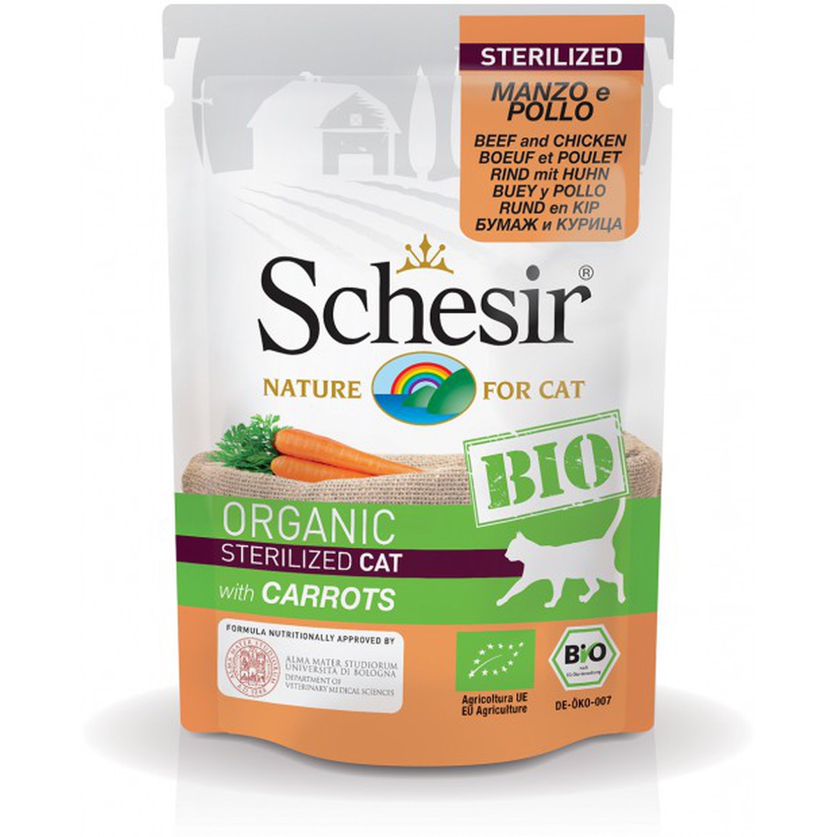 Schesir  SCHESIR BIO Ad. boeuf&poulet+carotte 85g  