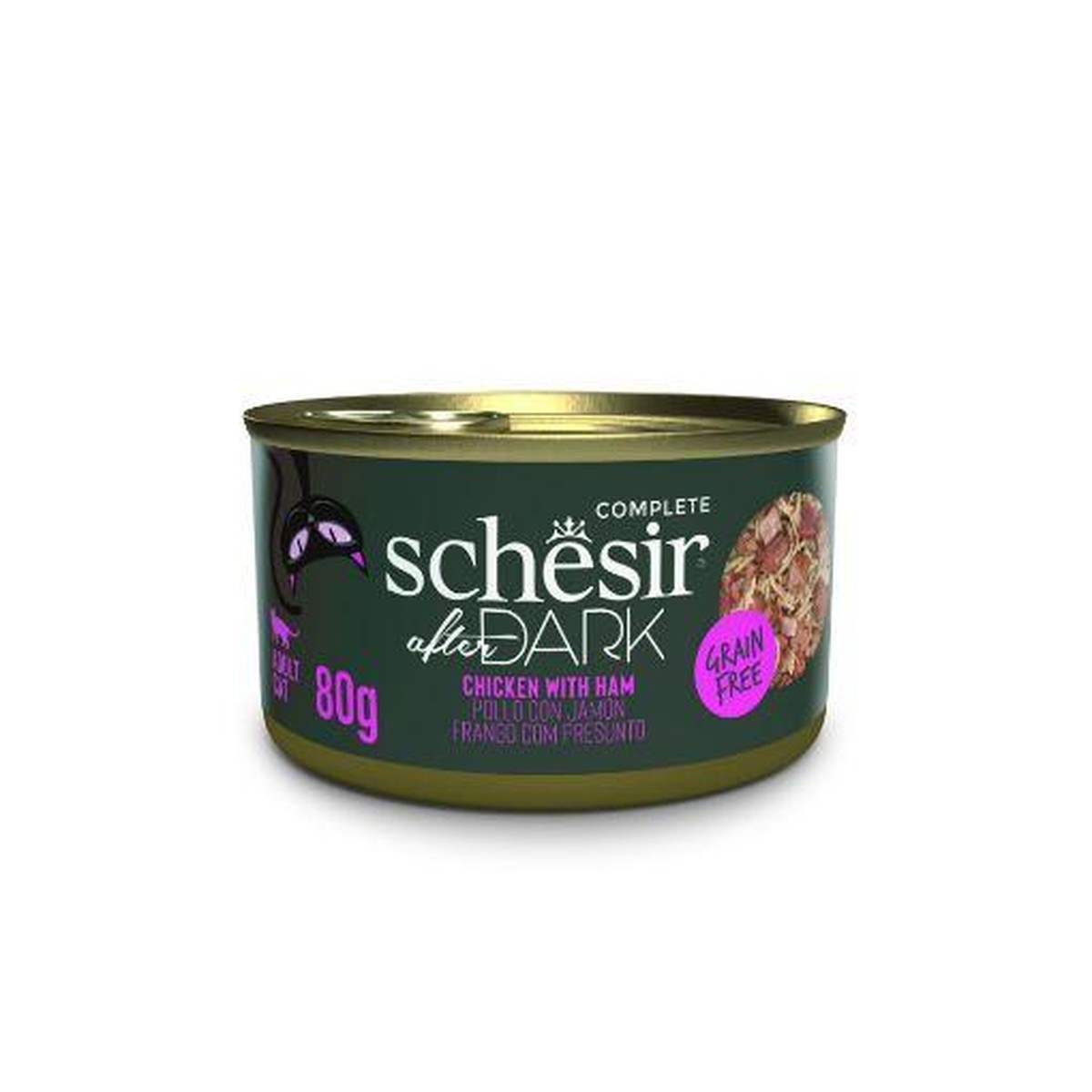 Schesir  SCHESIR AFTER DARK FILET EN BOUILLON BOITE 80G POULET ET JAMBON  