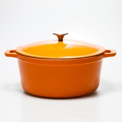   Cocotte en fonte avec couverle Orange 28x13cm