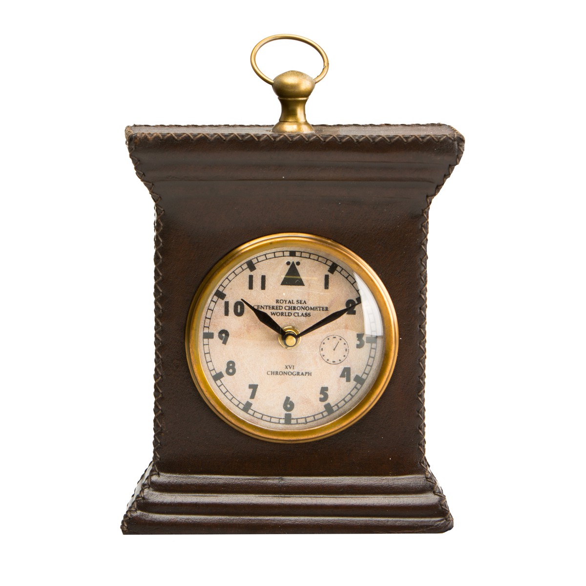 Schilliger Design Excellence Horloge à poser en laiton & cuir Excellence  17x6.5x22.5cm