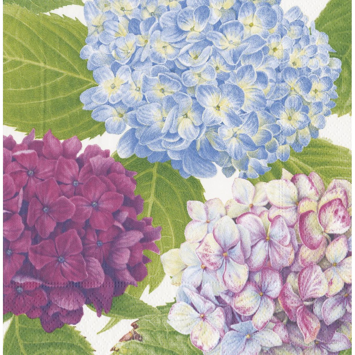 Caspari  Serviettes Lunch  Hydrangea garden Bleu dragée 33x33cm