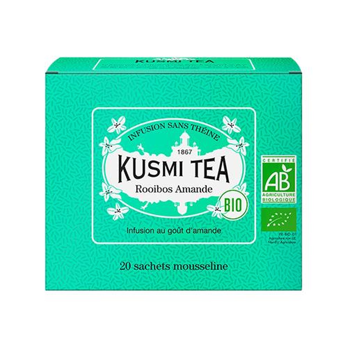 Kusmi Tea  Rooibos Amande Bio - Etui 20 sachets mousseline - 40gr net  40gr