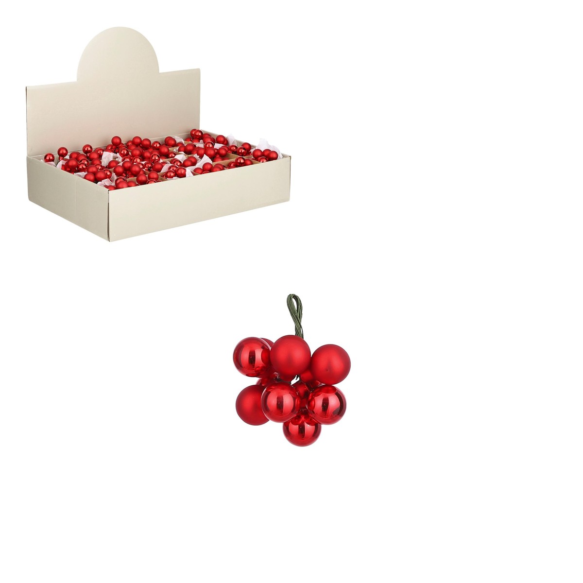 Schilliger Sélection  Mini boules sur pique 10pcs (2 nuances de couleurs aléatoires) Rouge cerise 2cm