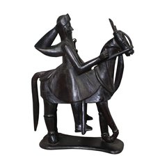Les Restaurés, by Schilliger  Statue Cheval avec cavalier  20x48x79cm