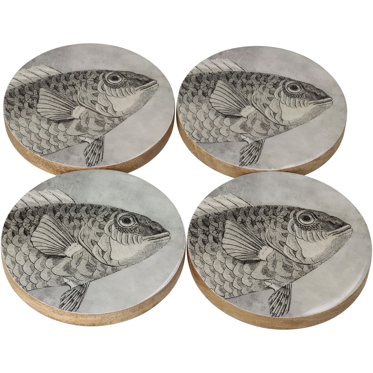 Schilliger Sélection  Sous-verre Poisson 4pcs  10x10x1cm BOX/4