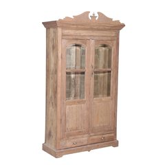 Les Restaurés, by Schilliger  Armoire 2 portes, 2 tiroirs en teck ancien, couronne amovible en teck ancien  104x40x162cm