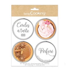 Scrapcooking  4 CERCLES A TARTE INDIVIDUELS PERFORES ROND DIA 8CM  