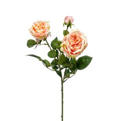Schilliger Sélection  Rose 2 fleurs, 1 bouton artificielle Rouge pêche 58cm