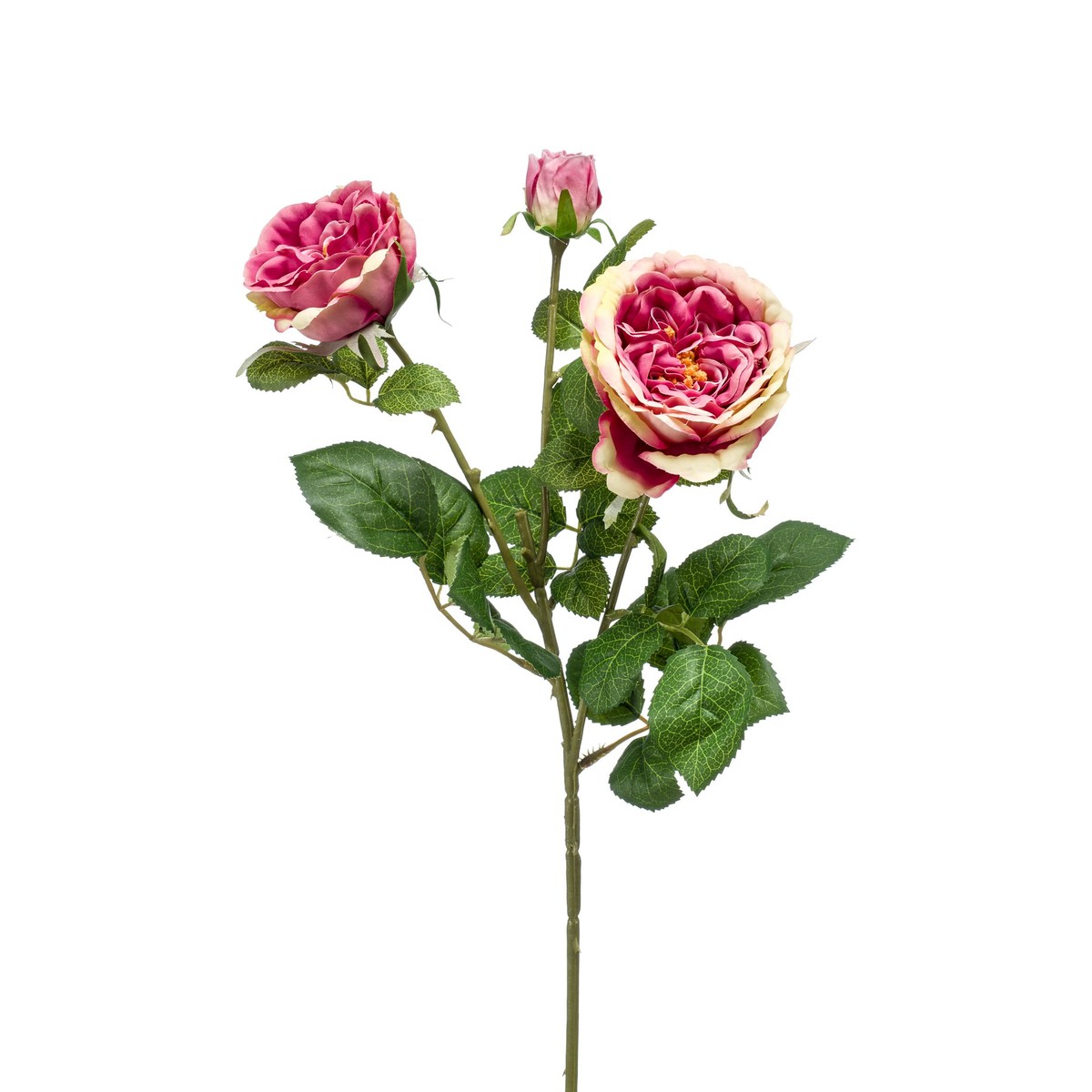Schilliger Sélection  Rose 2 fleurs, 1 bouton artificielle Rouge rose fuchsia 58cm