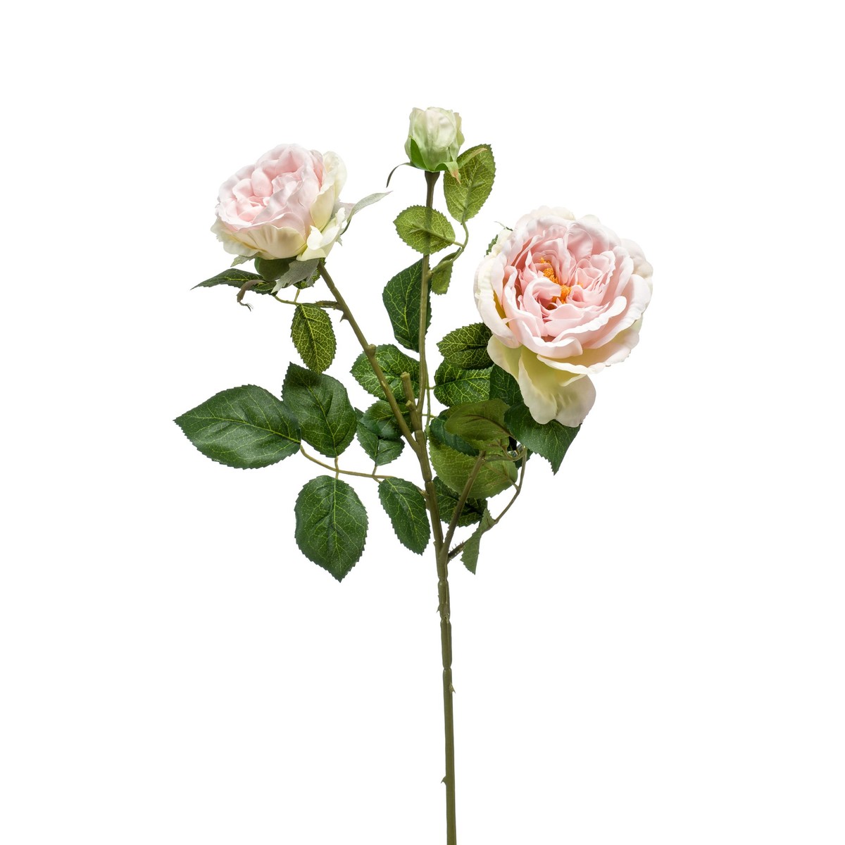 Schilliger Sélection  Rose 2 fleurs, 1 bouton en branche artificielle Rouge rose cuisse de nymphe 58cm
