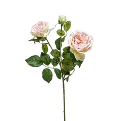 Schilliger Sélection  Rose 2 fleurs, 1 bouton en branche artificielle Rouge rose cuisse de nymphe 58cm