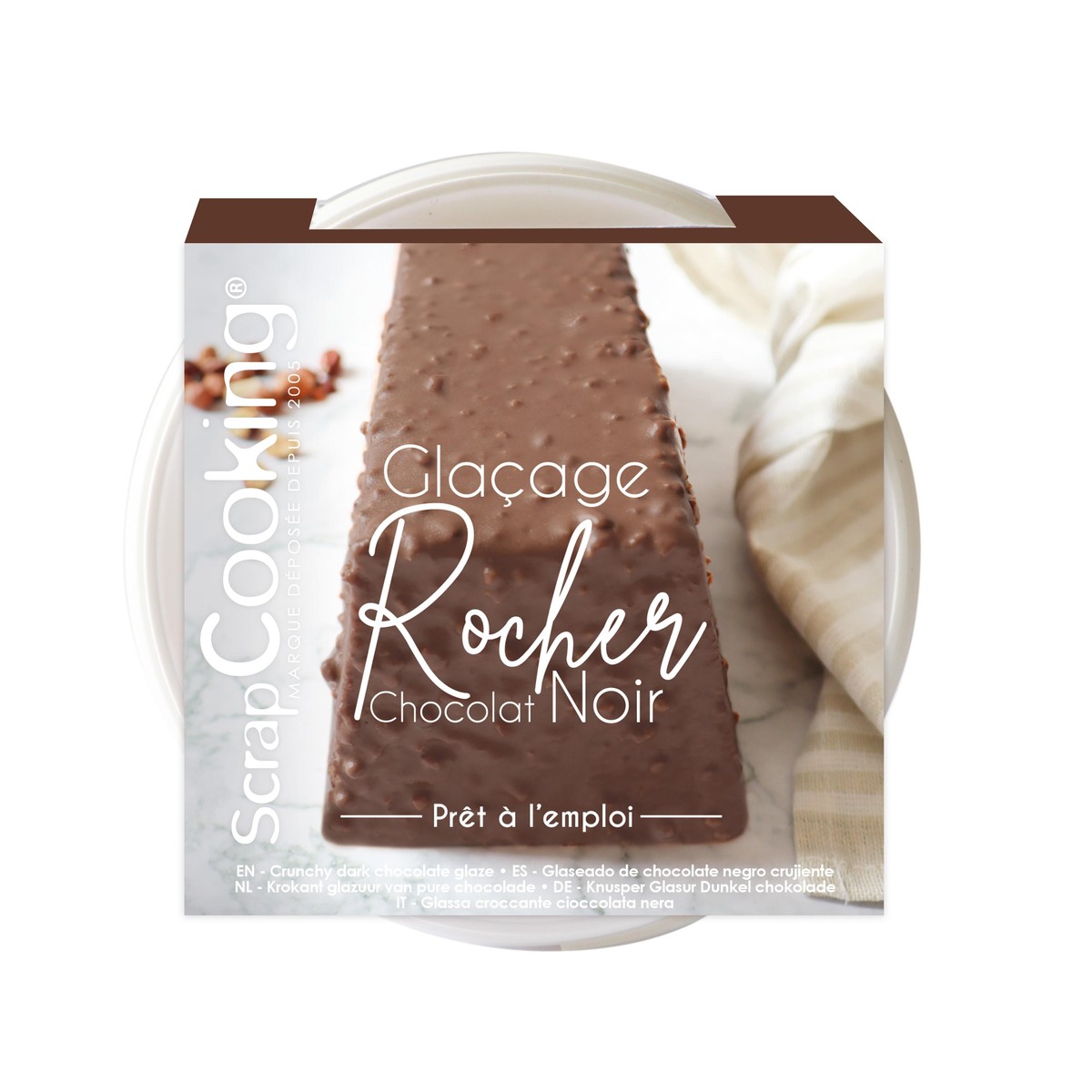 Scrapcooking  Pot glacage rocher prêt à l'emploi chocolat noir 400g  