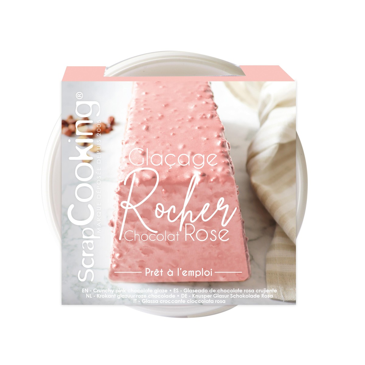 Scrapcooking  Pot glacage rocher prêt à l'emploi chocolat rose 400g  