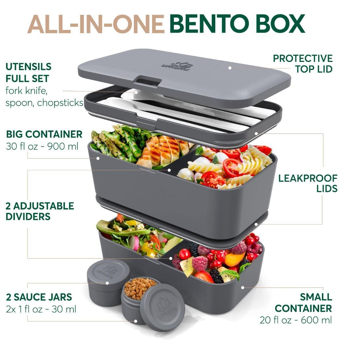   Boite Bento Compact Gris plomb 1.2L