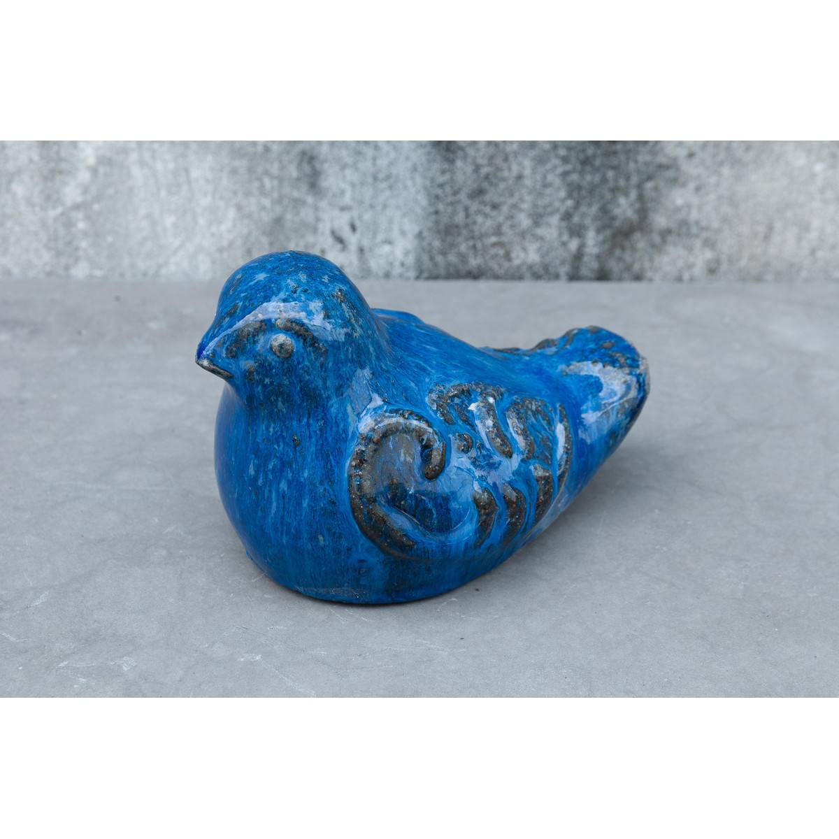 Schilliger Sélection Fig Poterie Trading Oiseaux émaillé M Bleu roi 16x10x10cm