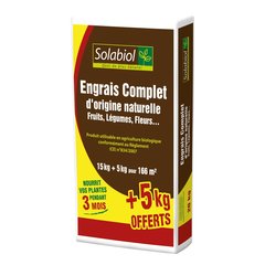   Engrais Complet - Promo 15+5Kg SOLABIOL  