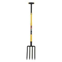 Spear & Jackson Grands outils de jardin Fourche à bêcher 4 dents de 30 cm manche béquille trimatières  125.5x19.5x10.5cm